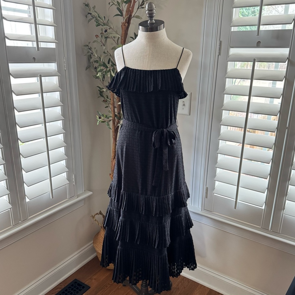 Zimmermann Swiss dot tiered black dress size 0